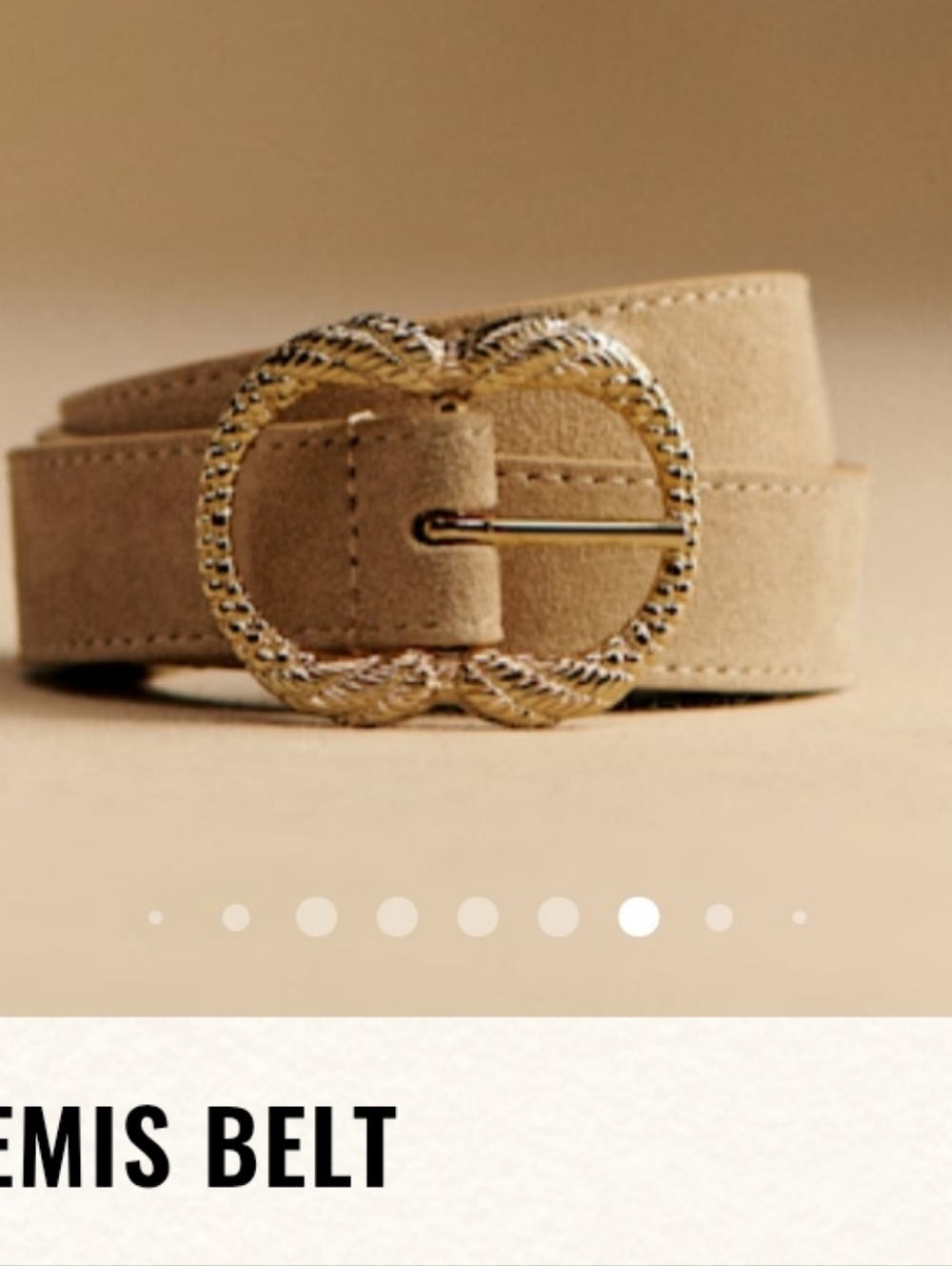Sézane Mustard Suede Belt with Gold Twisted Heart Buckle - Picture 6 of 6